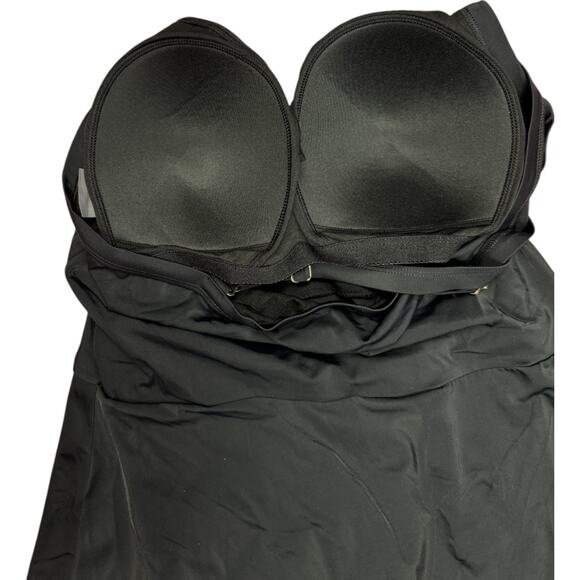 Susan Graver Soleil Knotted‎ Side Swim Dress Black Women's 16 Summer Beach NWOT - Picture 2 of 11